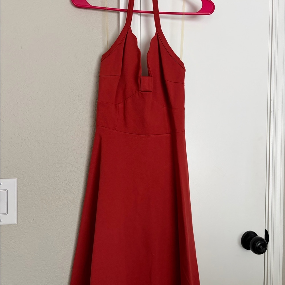 Elegant Red Halter Dress